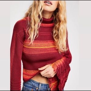 Free People Frayed Turtleneck Sweater